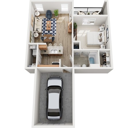 Floor plan for 1 bed, 1 bath, 695 sqft